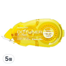 KOKUYO 國譽 好黏便利貼雙面膠帶補充包 好撕型 8.4mm x 16m, 黃色, 5個