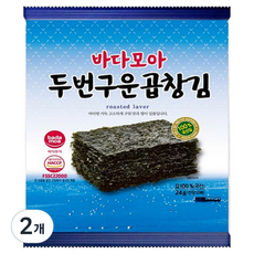 bada moa 甘甜無調味雙重烘烤皺褶海苔 10片, 2個, 24g