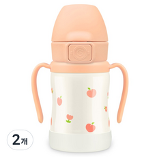 GROSMIMI 不鏽鋼吸管杯, 200ml, 2個, 玫瑰珊瑚色 + 蜜桃花色