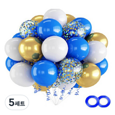 만들하비 컨페티 풍선 세트, 블루골드, 5세트