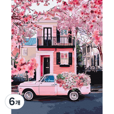 플레이어바웃 유화 피포페인팅 DIY 명화 그리기 40 x 50 cm 핑크 블로썸, 혼합색상, 6개