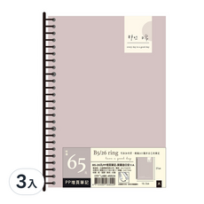 b5_26孔PP增頁筆記莫蘭迪日安iid, 3入, 莫蘭迪