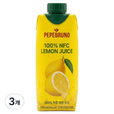 페페브루노 100% NFC 레몬 주스, 3개, 330ml