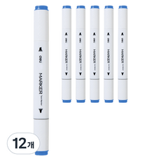 deLi 得力 三角雙頭麥克筆 74 亮藍色 70803A, 1色, 12個