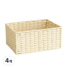 BeurreokMateu 現代藤製收納籃中號, 米色, 4個