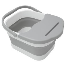 HABITY 縫隙收納 方便收納 節省空間 帶蓋 指壓 折疊式足浴機 泡腳桶, 白色 + 灰色