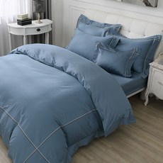 Hong Yew Bedding 鴻宇寢飾 300織純色刺繡薄被套 台灣製 2101, 迷霧藍