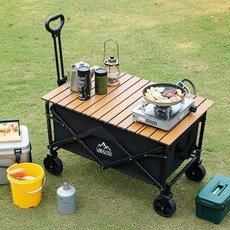 레토 캠핑웨건용 우드 상판 롤테이블, 혼합색상