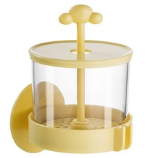 日本SP SAUCE 壁掛黏貼式洗面乳起泡器 ABS樹脂+AS樹脂杯體, 粉黃色, 1個