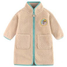 milk mile 孩童小熊刺繡長版毛絨外套