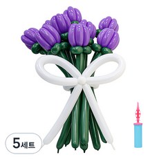 인블룸 DIY 풍선 꽃다발 만들기 세트, 바이올렛그린, 5세트