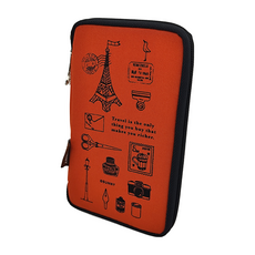 Sunny 三瑩文具 多功能收納燒餅包, 鐵塔造型金屬拉鍊頭, 多層次內裡設計, 橘色, 1個