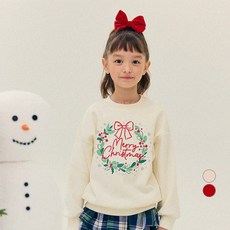 올리반 여아용 리본 리스 기모 보온 맨투맨