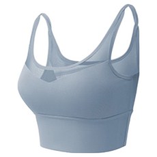Homegym 透氣網細肩運動內衣, M, 霧灰藍