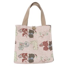 I Love Home插圖圖案鈕扣便當袋 粉色貓咪, 1個