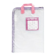 SONiC A4手提文件袋, L行拉鍊袋 超大開口 課本考卷收納 PVC材質, 紫色, 1個