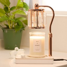 캔들백화점 엘사 캔들워머 + 소이 캔들세트 370g 세트, 다우니, 로즈골드(화이트)