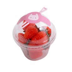 INMNP 圓頂型甜點杯 270ml 9.2 x 10 cm + 貼紙 + 叉子套組, 1入, 50套