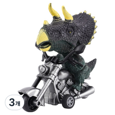 DADALAND 恐龍摩托車玩具 黑色三角龍公仔, 3個