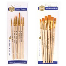 OON 水 - 顏色的水彩圓形圓形刷子 + 6種扁平刷子, 1套, 12種