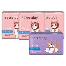 secretday Love蝶翼型衛生棉 大(29cm) 14片入 3包+夜用型(36cm) 10片入, 1組