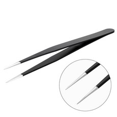 탐사 다용도 트위저 핀셋 일자형, 블랙, 1개