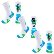 비안 더블 쿠션 스포츠 하프 양말 3족 세트, 화이트 + 블루, 1세트