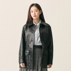 로엠 여성용 미디 페이크 레더 자켓