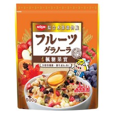 NISSIN 日清 綜合水果穀物脆 楓糖果實 500g 含膳食纖維 維生素B1及C, 1包