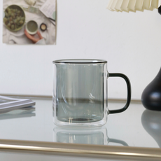 goodliving Home Cafe雙層玻璃馬克杯 350ml, 灰色, 1個