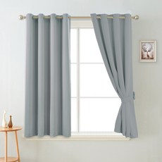 comet 隔熱遮光打孔式窗簾 附窗簾綁帶, 灰色