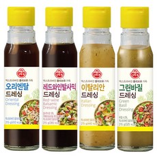 오뚜기 그린바질 드레싱 215g + 이탈리안 드레싱 215g + 레드와인발사믹 드레싱 215g + 오리엔탈 드레싱 215g, 1세트