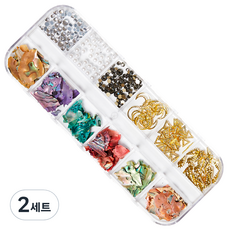 Chic Fit 美甲寶石貼飾 6種 + 貝殼亮片 6種 套組, B(ZN0134), 2個