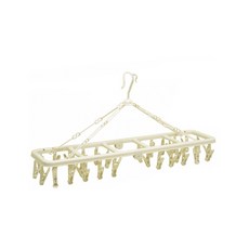 KEYTOSS 詰朵斯 空間對策 日式折合曬衣架 角型32夾 360度旋轉掛勾, 米白色, 1個