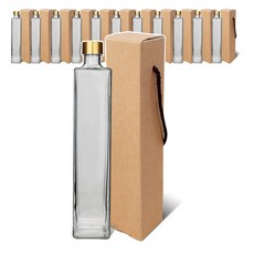 mir 窄版方形浮游花玻璃瓶 螺旋金色 500ml 12入 + 禮物盒 12入 套組, 1套