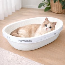 펫츠몬 고양이 깊고 편한 특대형 크라프트 스크래쳐 타원형, 화이트, 1개