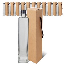 Mirkorea 纖巧方形浮游花玻璃瓶 螺旋黑蓋 12入 + 禮物盒 12入 套組, 500ml, 1套