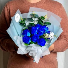 香皂花束 10朵, 藍色玫瑰, 10個