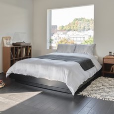 에스엘큐케이 모마 무헤드 침대 + 하이브리드 매트리스 세트 방문설치, 블랙