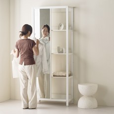 웰퍼니쳐 모우 드레스룸 시스템 행거 5단 거울 선반형 방문설치, 화이트