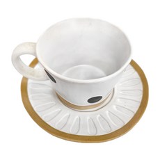 JUST HOME 圓點下午茶餐具組, 平盤2個 + 盤2個 + 咖啡杯2個 + 盤架1個, 白色, 1組