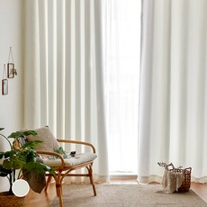 PRIELLE 素色雞眼遮光中型窗簾, 白色