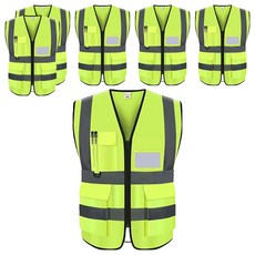 口袋型網眼工作安全背心, 6個, 螢光