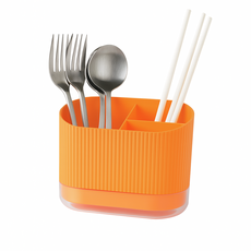 Templai 3格瀝水多功能餐具筒, 1個, 橘色