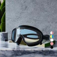 Elsso 護目鏡型防霧耳塞一體式泳鏡 + 收納盒, 黑色