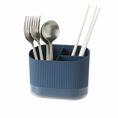Templai 3格瀝水多功能餐具筒, 1個, 藍色