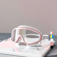 Elsso 成人用護目鏡型防霧耳塞一體式泳鏡 + 收納盒, 白粉色, 1組