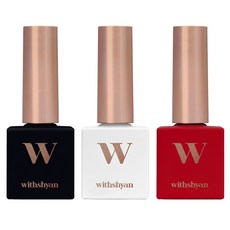 With Shan Professional Polish with Basic Color Gel 美甲套組, 1套, W01蘋果紅+W06墨黑+W07雪白
