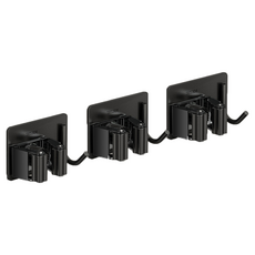 不鏽鋼304免打孔拖把清潔工具掛架, 黑色, 3個