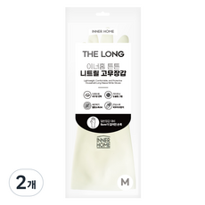 INNER HOME The Long 堅固耐用丁腈橡膠手套, 中(M), 白色, 2個
